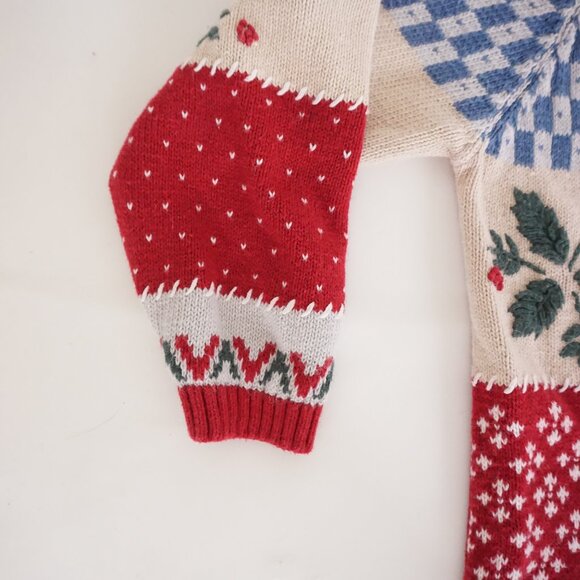 Vintage Cherokee Patchwork Christmas Cardigan Festive Holiday Embroidered 1X - Picture 8 of 10